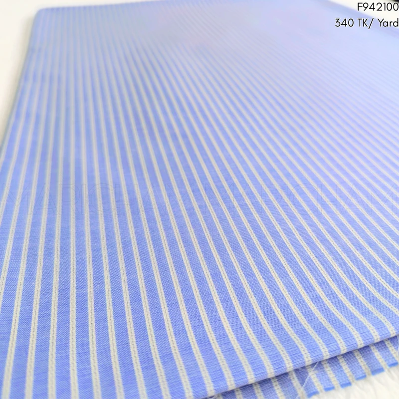 Sky-White Striped Cotton Fabric F942100