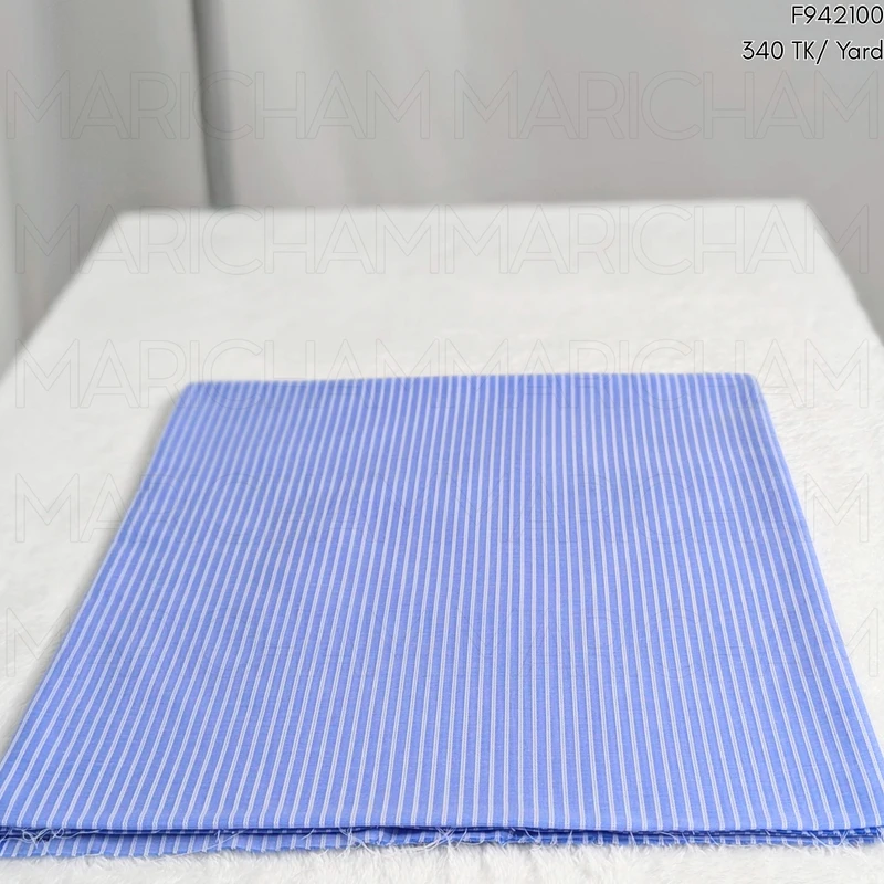 Sky-White Striped Cotton Fabric F942100