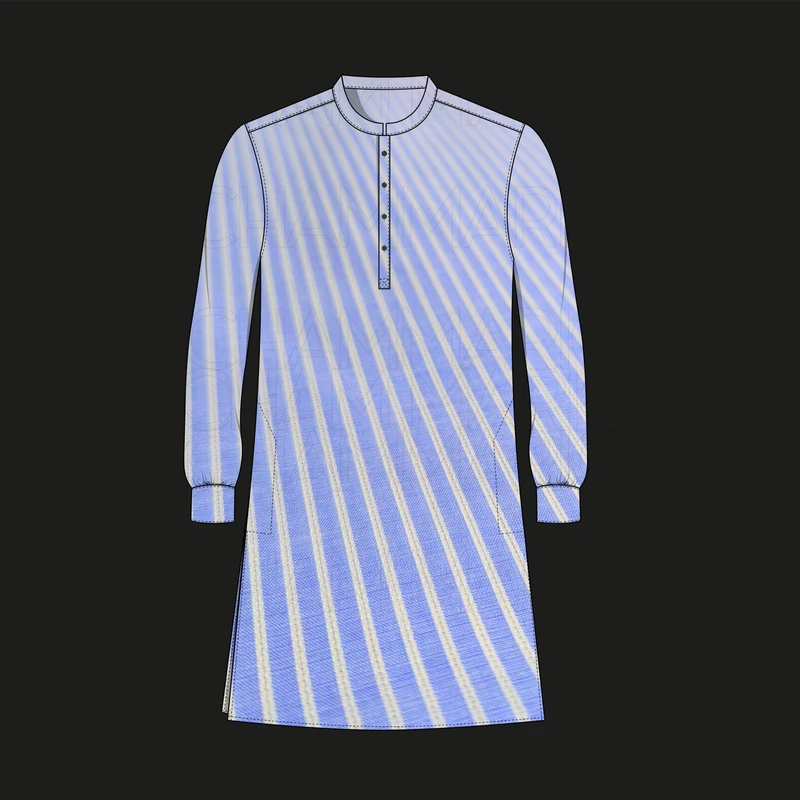 Sky-White Striped Cotton Fabric F942100 - Image 5