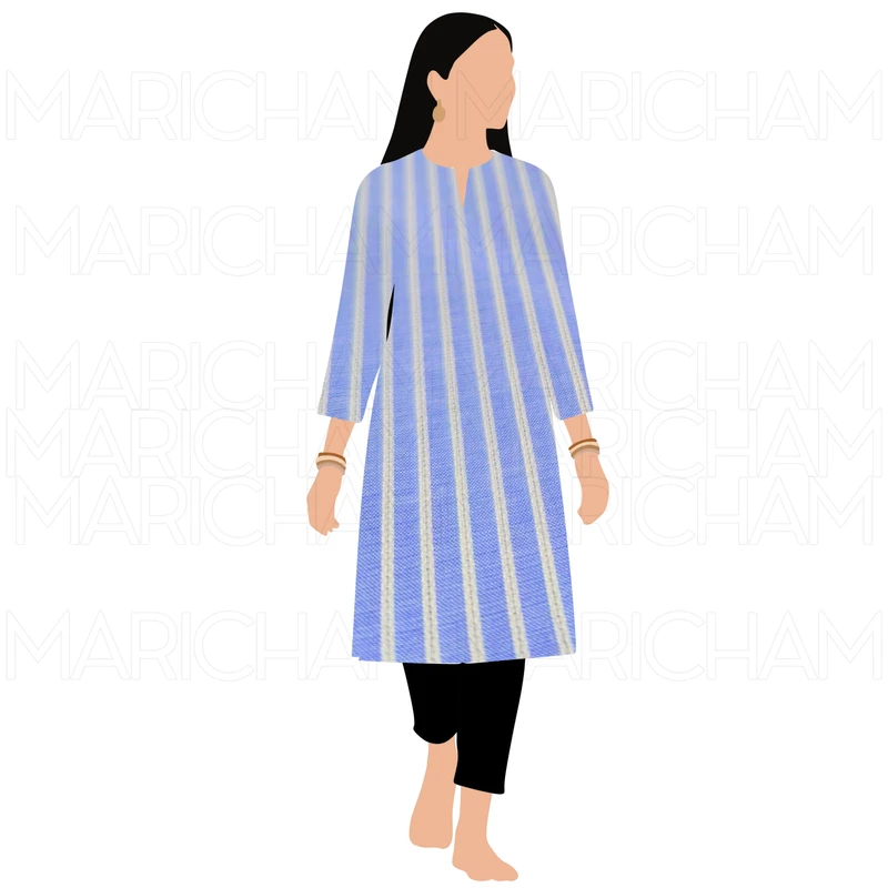 Sky-White Striped Cotton Fabric F942100 - Image 7