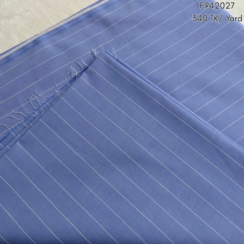 Blue-White Striped Cotton Fabric F942027