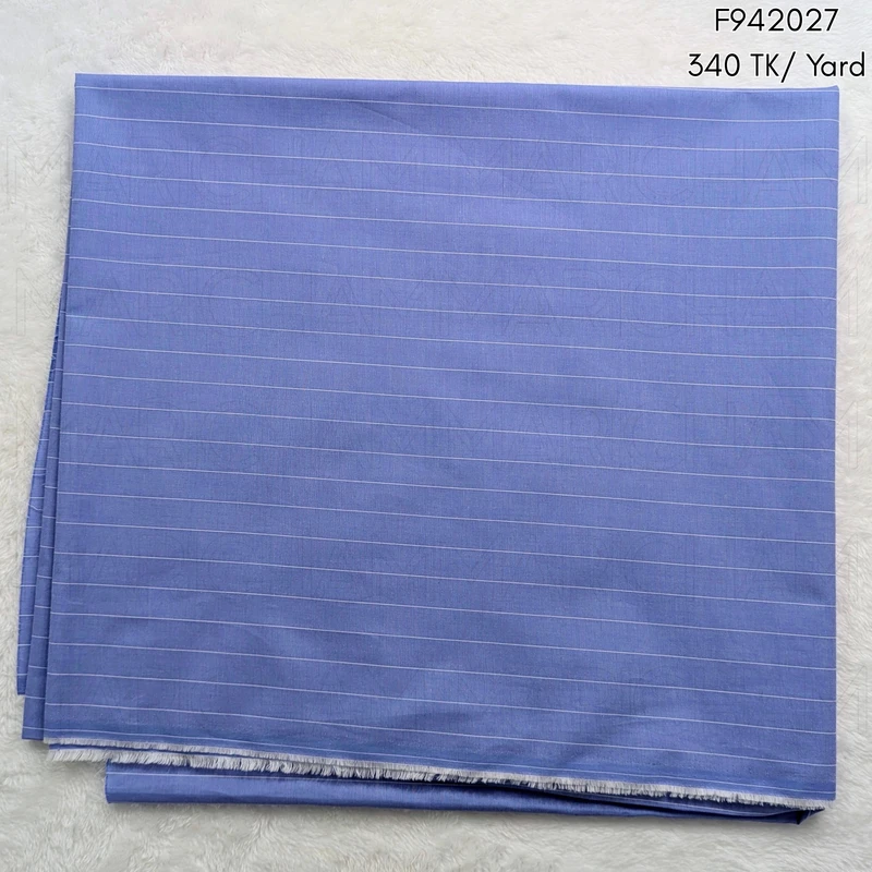Blue-White Striped Cotton Fabric F942027