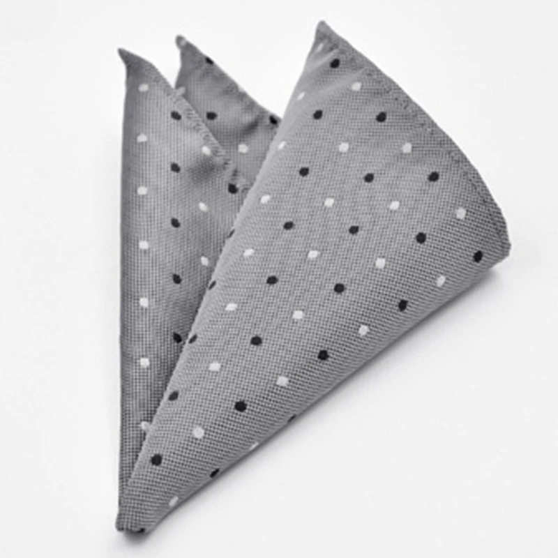 Grey-Black-White Polka Dot Jacquard Pocket Square. PS-9