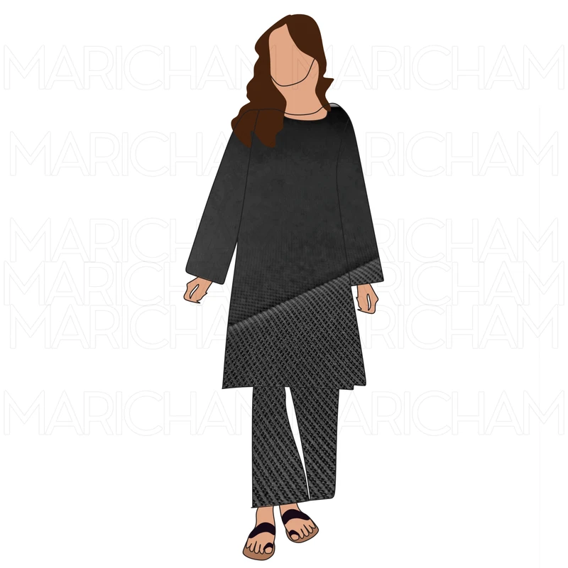 Black Self Textured Polyester Fabric F942099 - Image 6