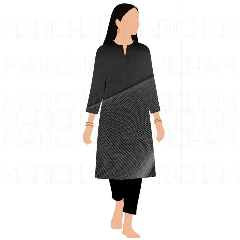 Black Self Textured Polyester Fabric F942099 - Image 7