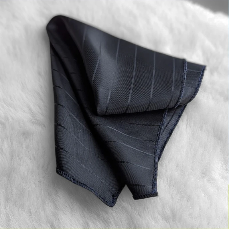 Black Self Striped 13x13 Pocket Square. PS-13059
