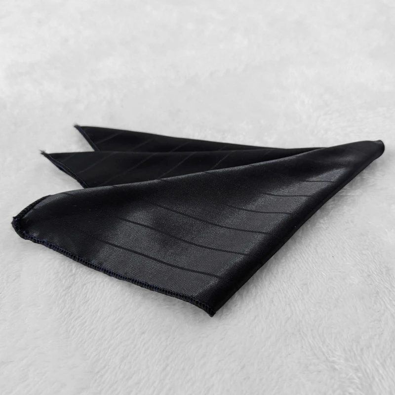 Black Self Striped 13x13 Pocket Square. PS-13059