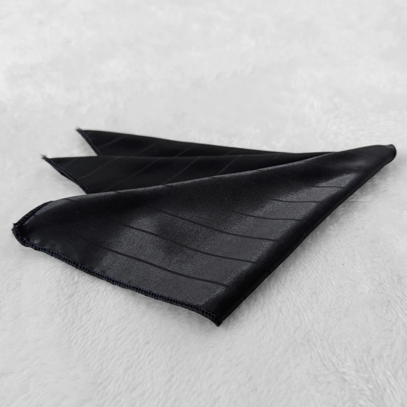 Black Self Striped 13x13 Pocket Square. PS-13059 - Image 4