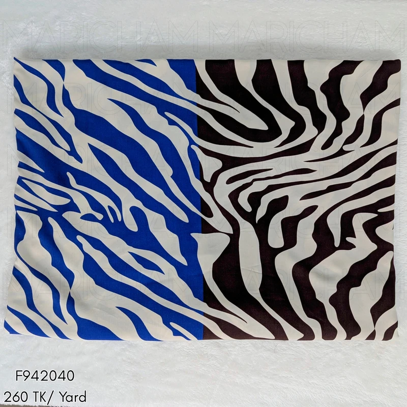 Brown-Blue Zebra Pattern Tencel Cotton F942040