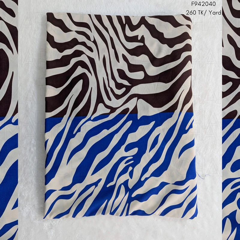 Brown-Blue Zebra Pattern Tencel Cotton F942040