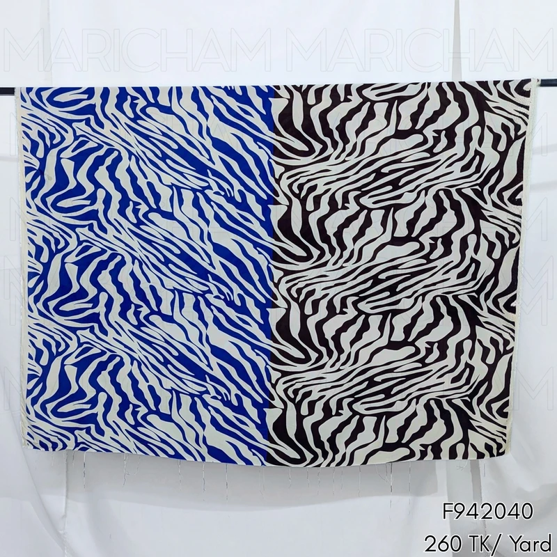 Brown-Blue Zebra Pattern Tencel Cotton F942040 - Image 4