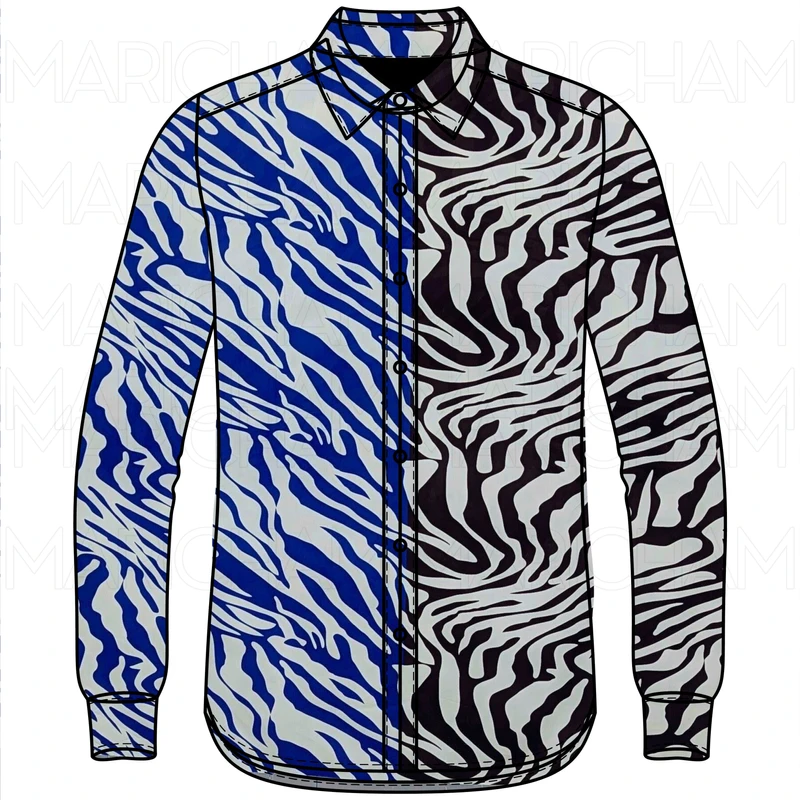 Brown-Blue Zebra Pattern Tencel Cotton F942040 - Image 5