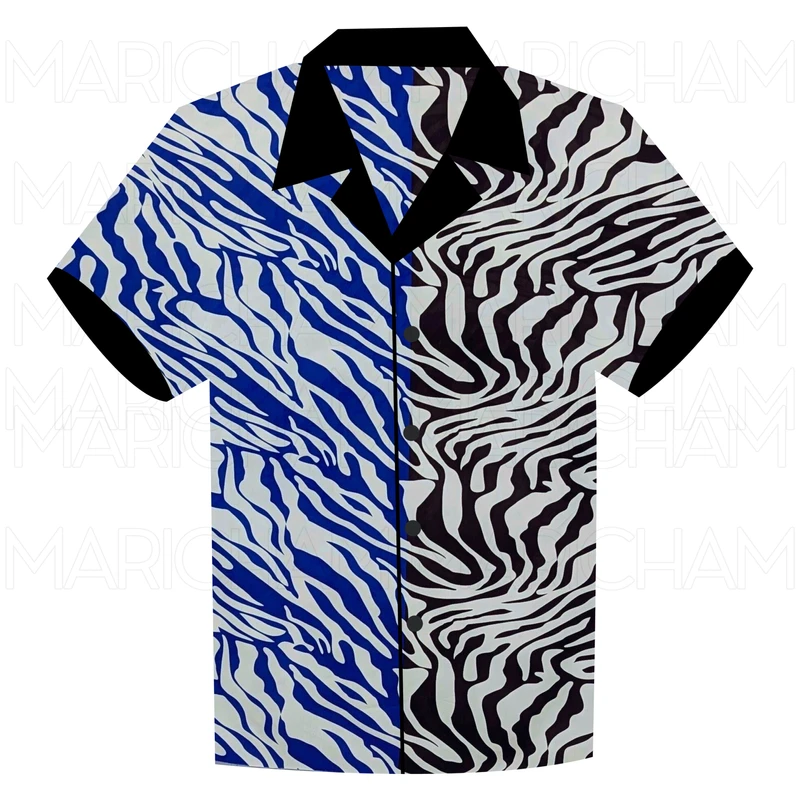 Brown-Blue Zebra Pattern Tencel Cotton F942040 - Image 6