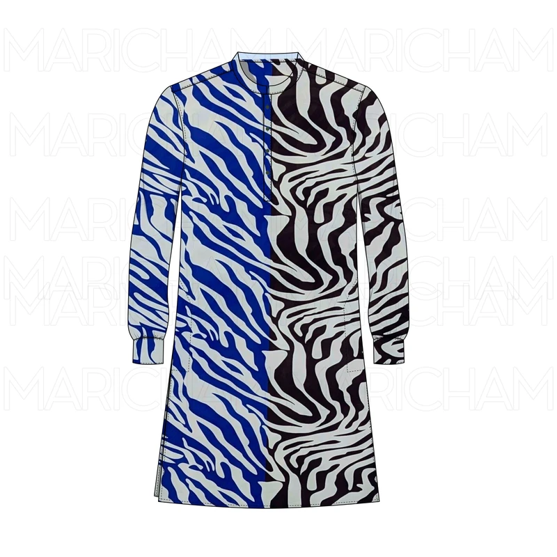 Brown-Blue Zebra Pattern Tencel Cotton F942040 - Image 7