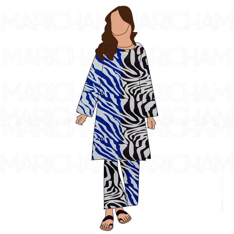 Brown-Blue Zebra Pattern Tencel Cotton F942040 - Image 8