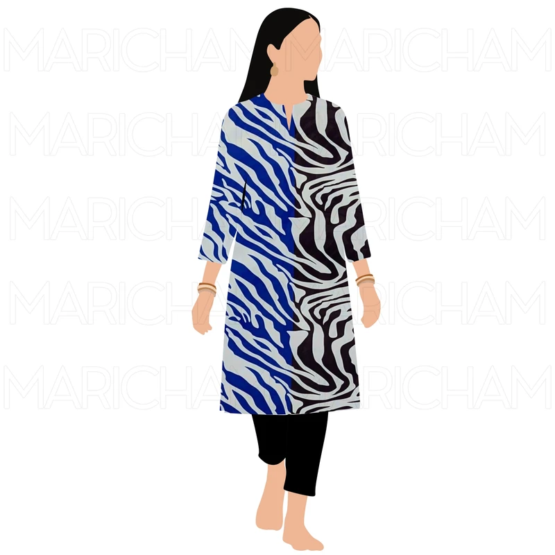 Brown-Blue Zebra Pattern Tencel Cotton F942040 - Image 9