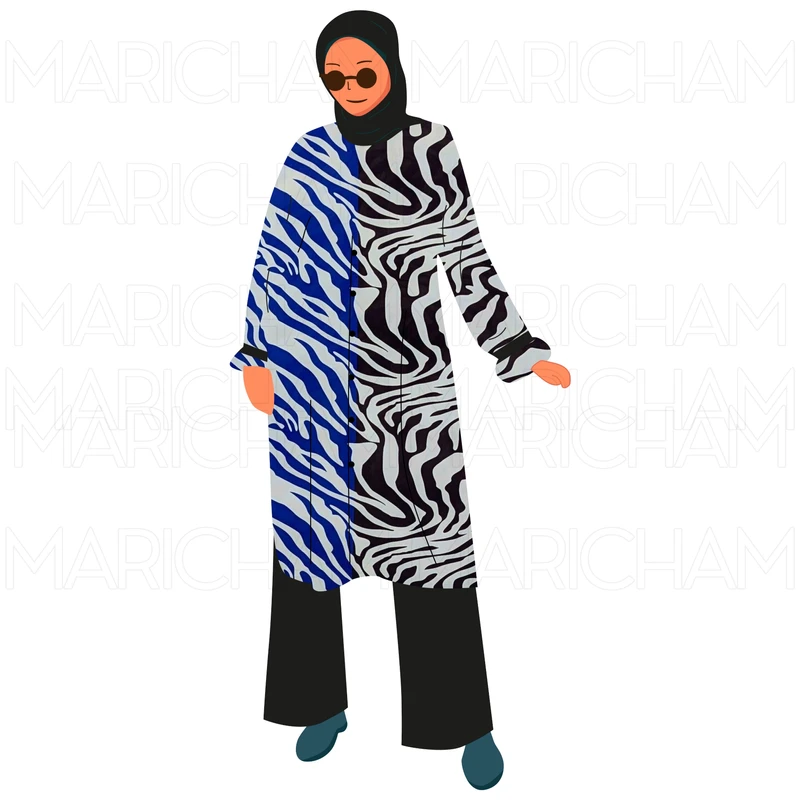 Brown-Blue Zebra Pattern Tencel Cotton F942040 - Image 10