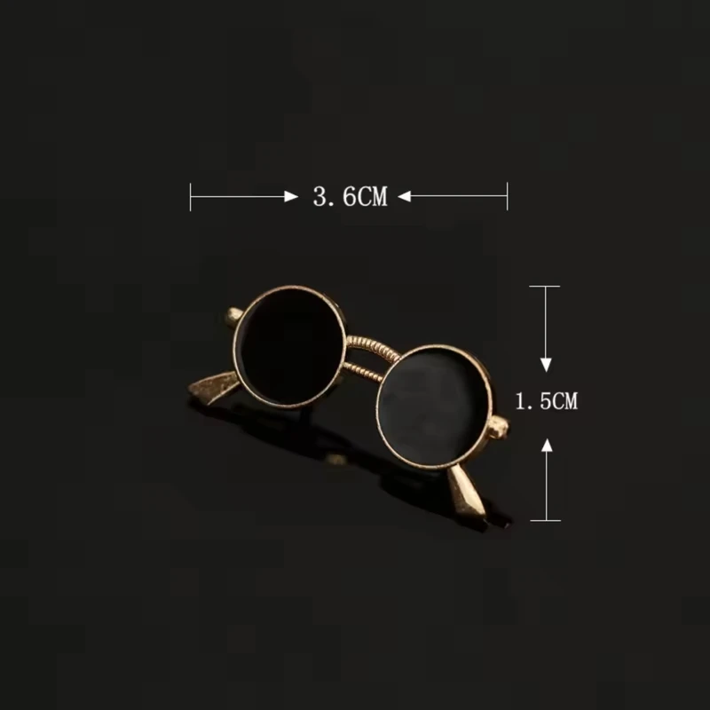 Sunglass Shaped Metal Lapel Pin With Golden Frame. MLP-29