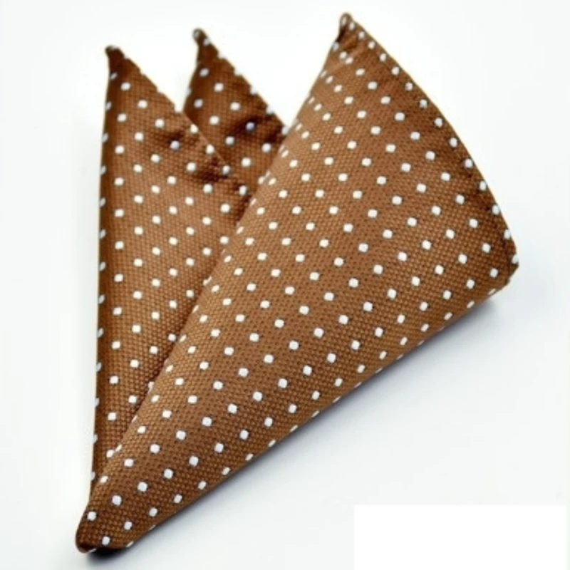 Goldish Brown Polka Dot Jacquard Pocket Square. PS-7