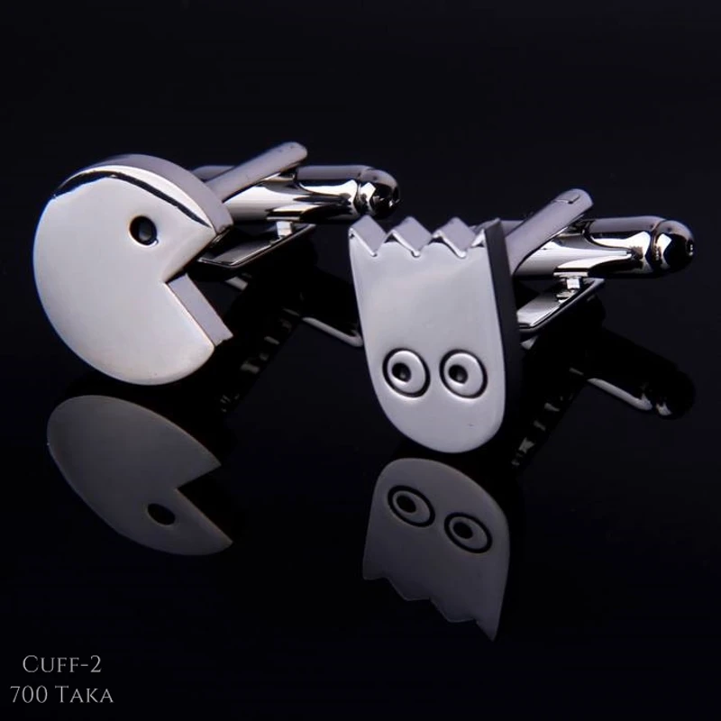 Pacman Metal Cufflinks. Cuff-2