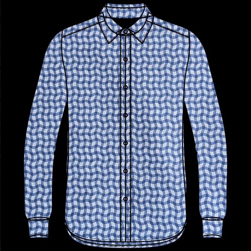 White-Blue Abstract Pattern Cotton Fabric F942049 - Image 4