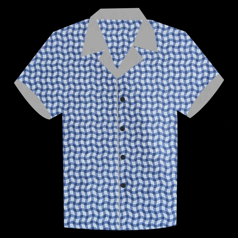 White-Blue Abstract Pattern Cotton Fabric F942049 - Image 5