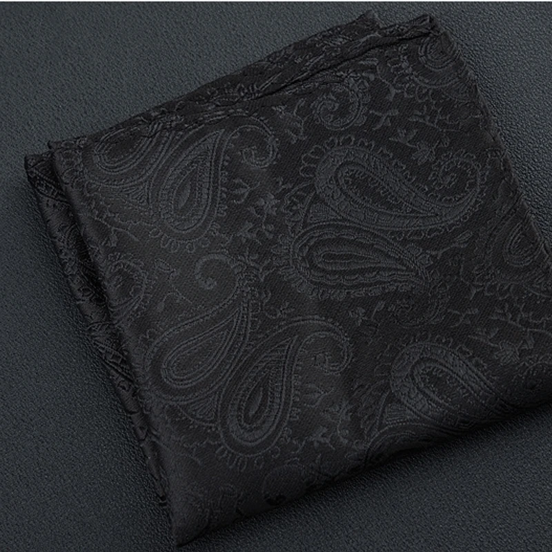Black Paisley Jacquard Pocket Square. PS-3