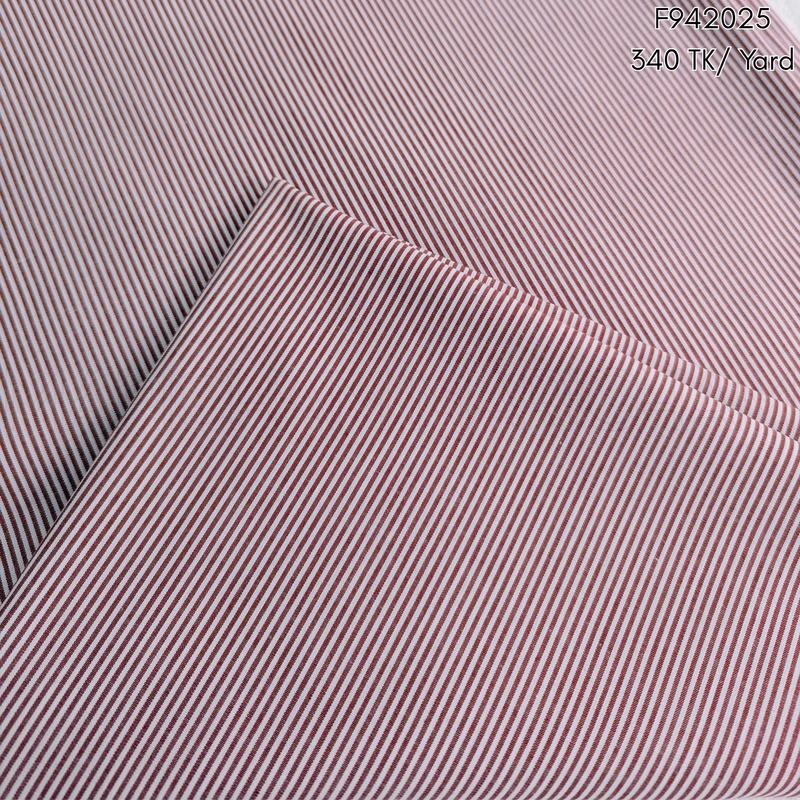 Pinkish Red-White Seamless Striped Cotton Fabric F942025