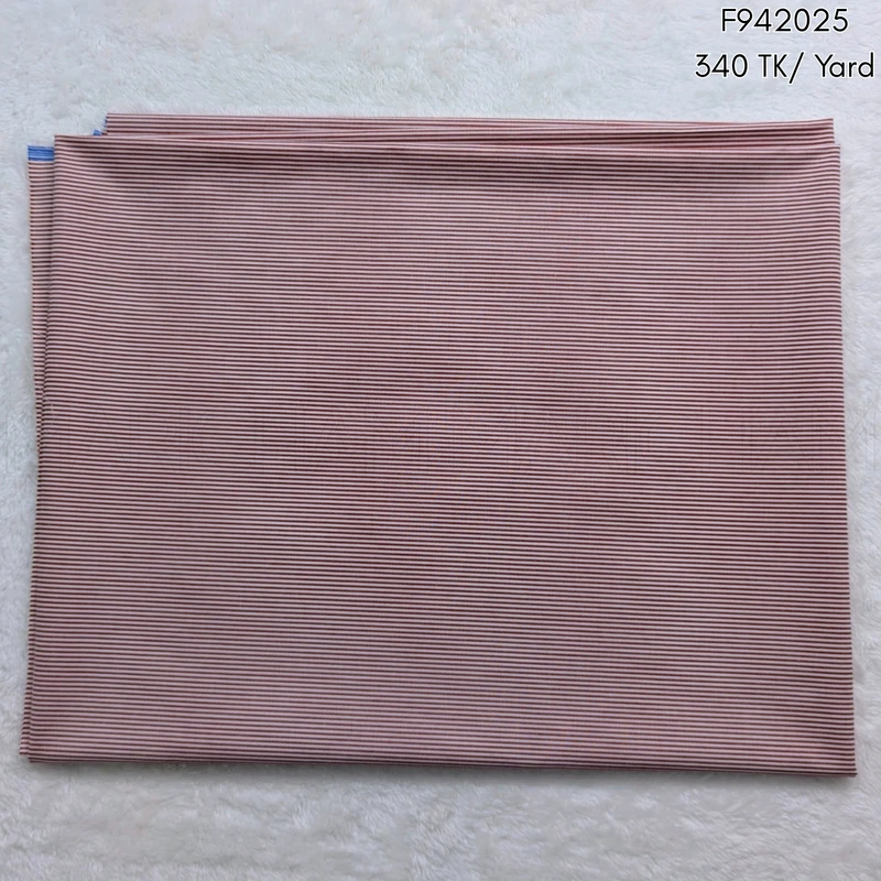 Pinkish Red-White Seamless Striped Cotton Fabric F942025