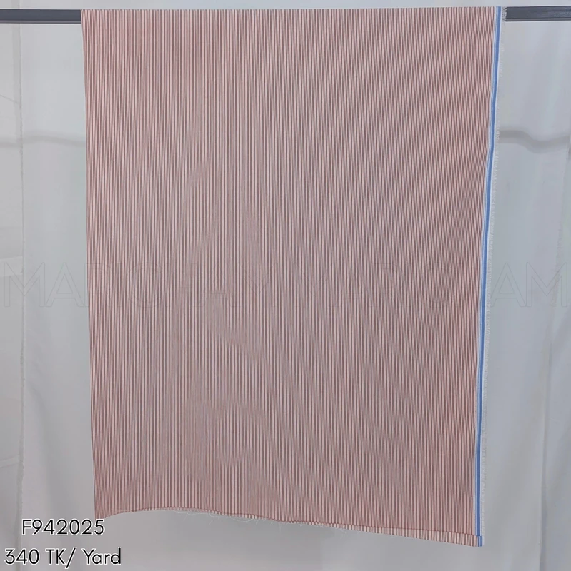 Pinkish Red-White Seamless Striped Cotton Fabric F942025 - Image 4