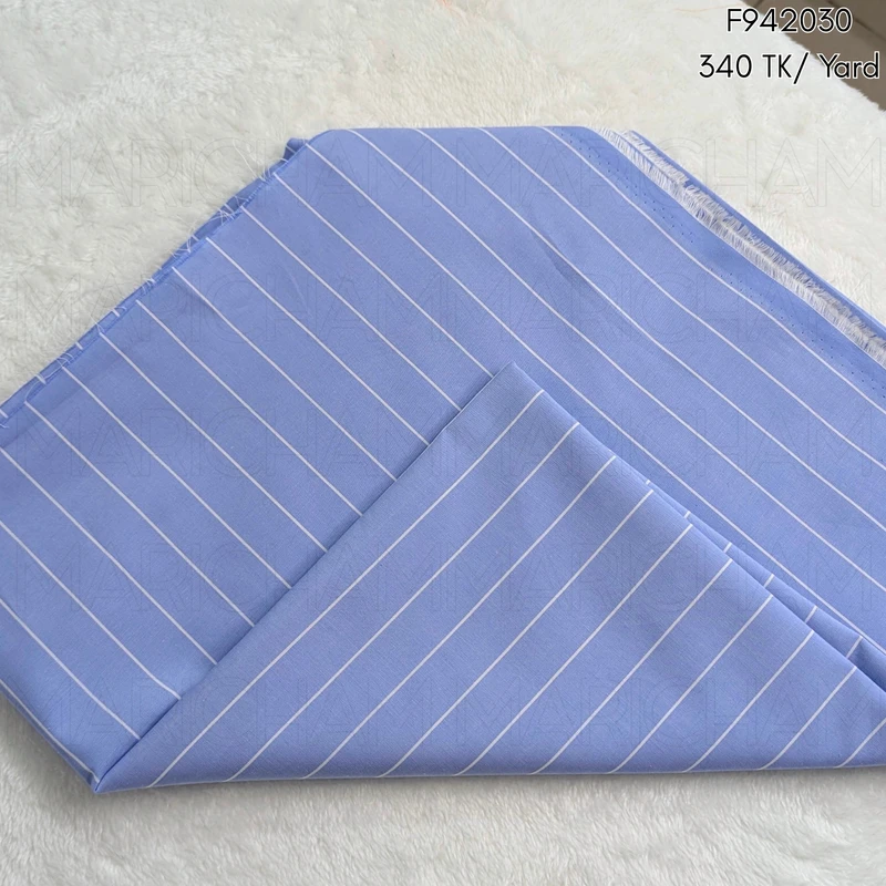Sky-White Striped Cotton Fabric F942030 - Image 3