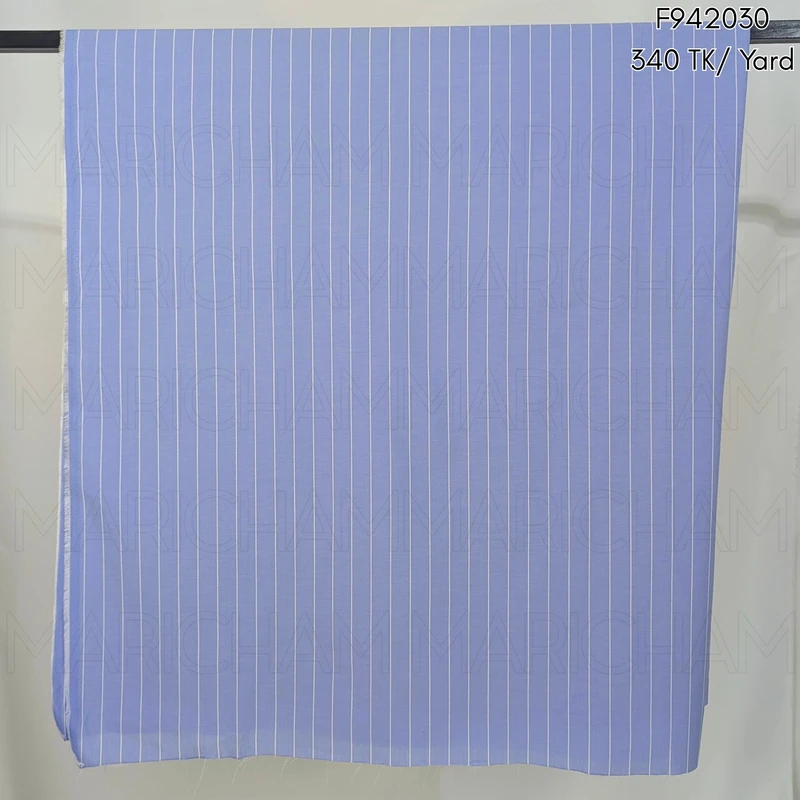 Sky-White Striped Cotton Fabric F942030 - Image 4