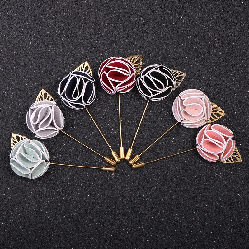 Camelia Floral Lapel Pin With Golden Metal Flower. FLP-20