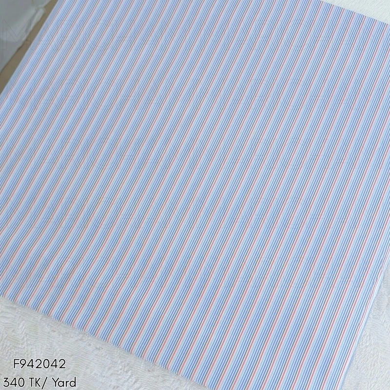 Blue-White-Red Striped Cotton Fabric F942042