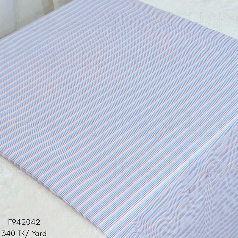 Blue-White-Red Striped Cotton Fabric F942042
