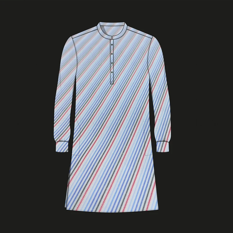 Blue-White-Red Striped Cotton Fabric F942042 - Image 7