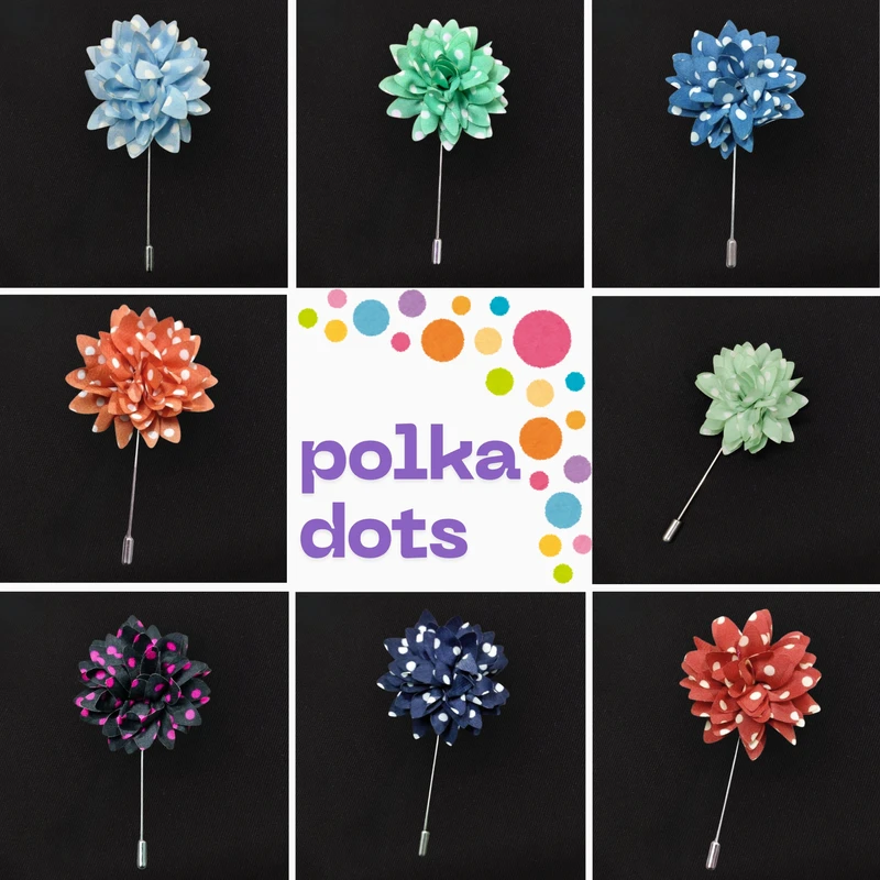 Polka Dots Flower Lapel Pin. FLP-1