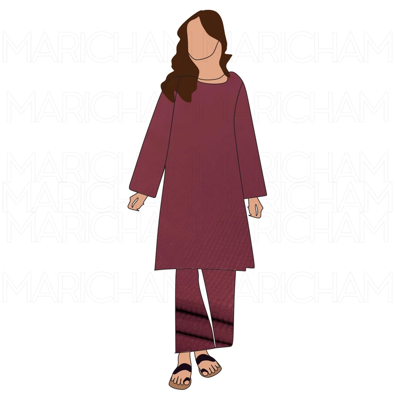 Burgundy Color Viscose Stretchable Fabric F942096 - Image 7