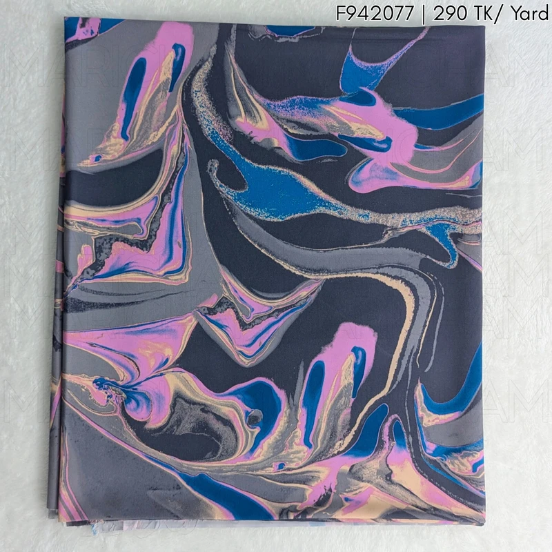 Dark Grey-Pink-Blue Marble Design Stretchable Fabric F942077