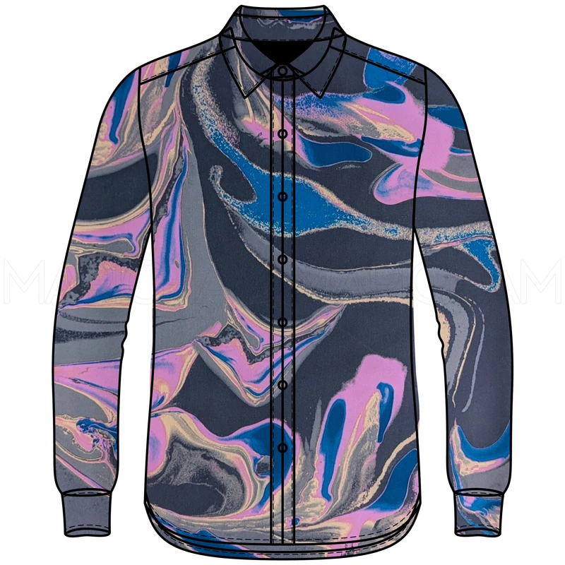 Dark Grey-Pink-Blue Marble Design Stretchable Fabric F942077 - Image 6