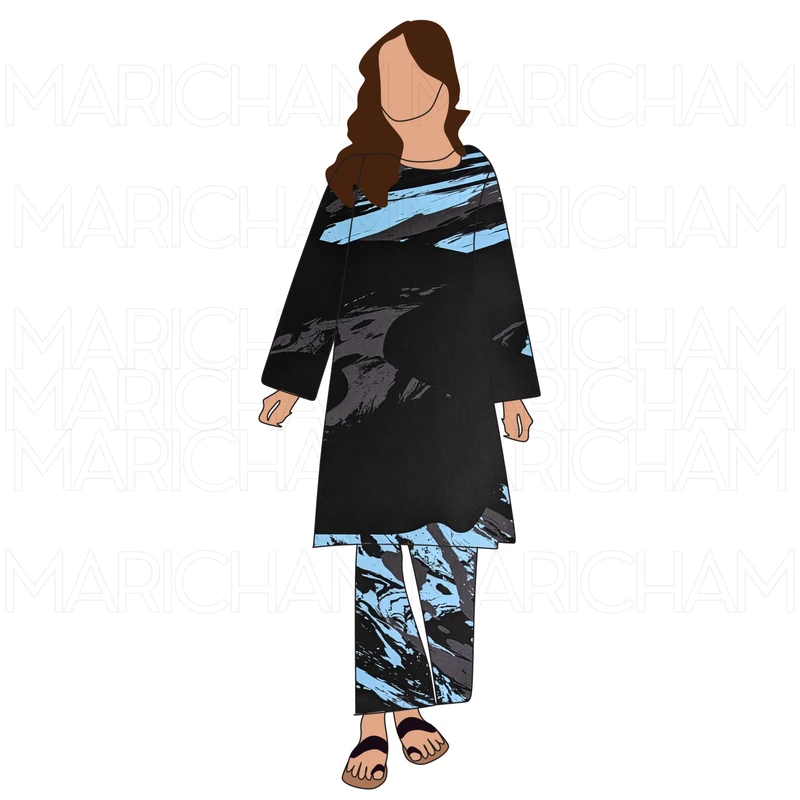 Black-Sky-Grey Stretchable Fabric F942070 - Image 8