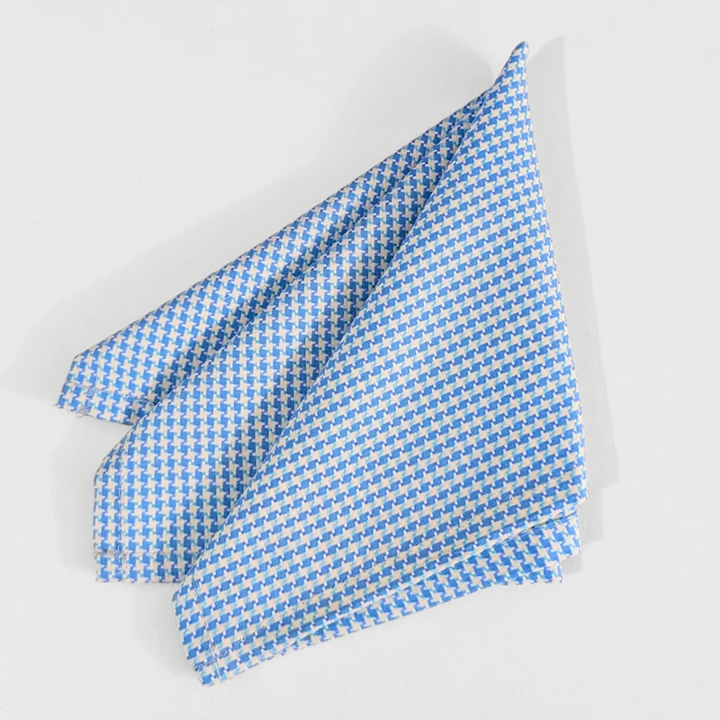 Blue Color Houndstooth 13x13 Pocket Square. PS-13037