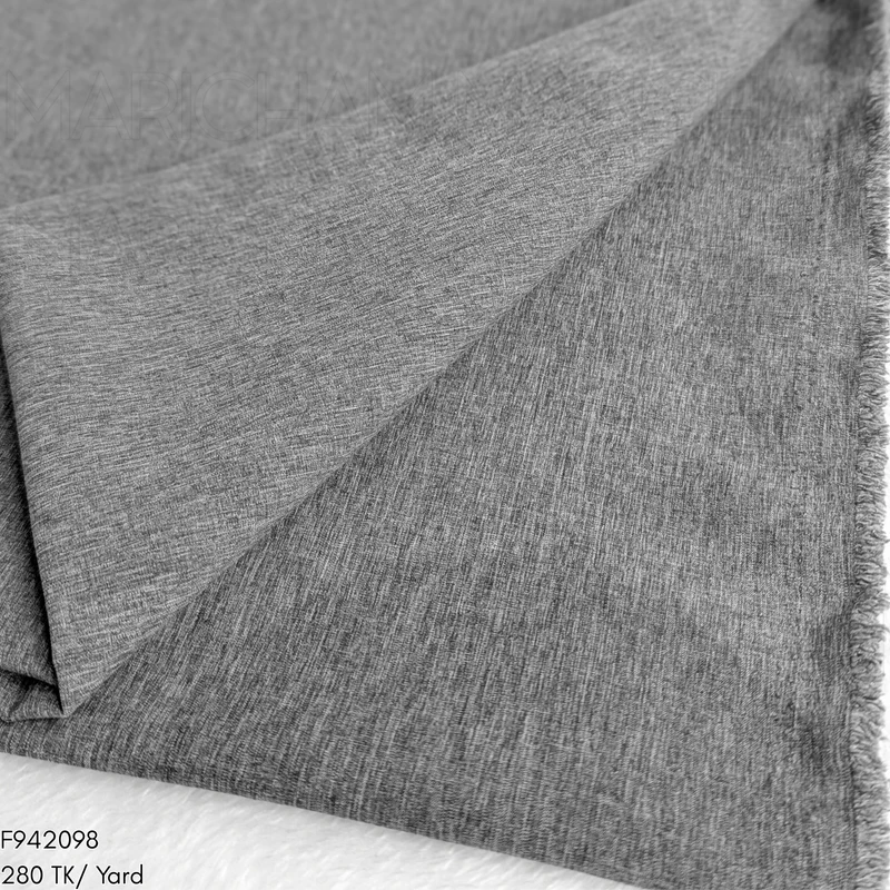 Grey Color Textured Stretchable Fabric F942098
