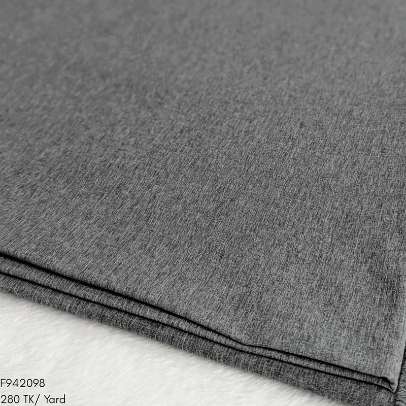 Grey Color Textured Stretchable Fabric F942098