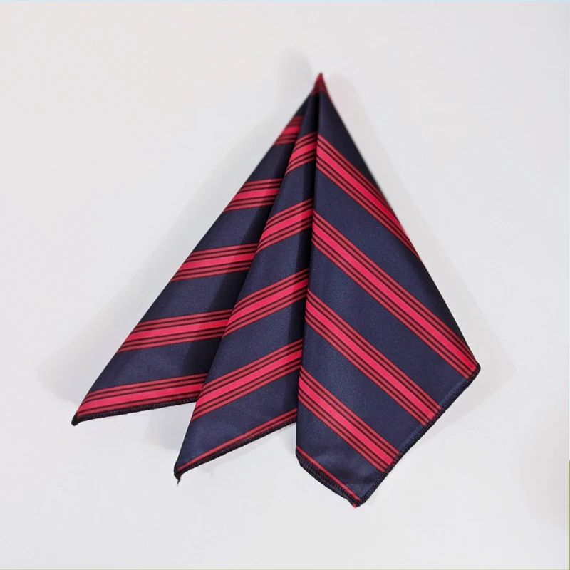 Blue-Red Striped 13x13 Pocket Square. PS-13047
