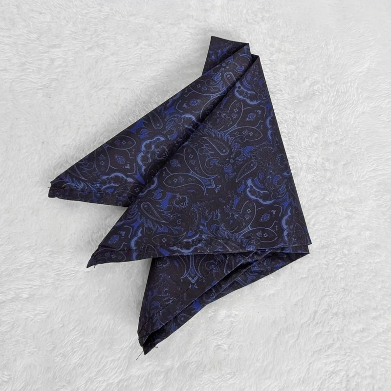 Black-Blue Paisley 13x13 Pocket Square. PS-13070