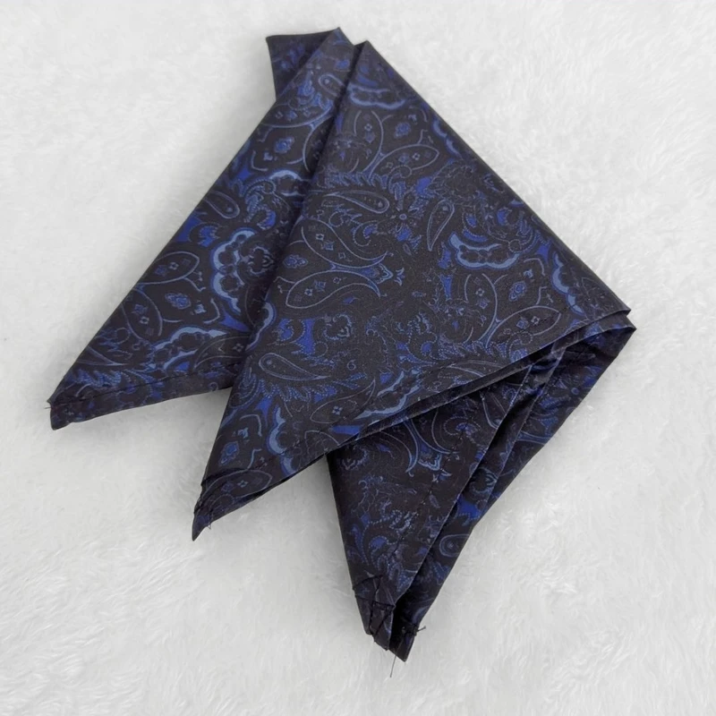 Black-Blue Paisley 13x13 Pocket Square. PS-13070