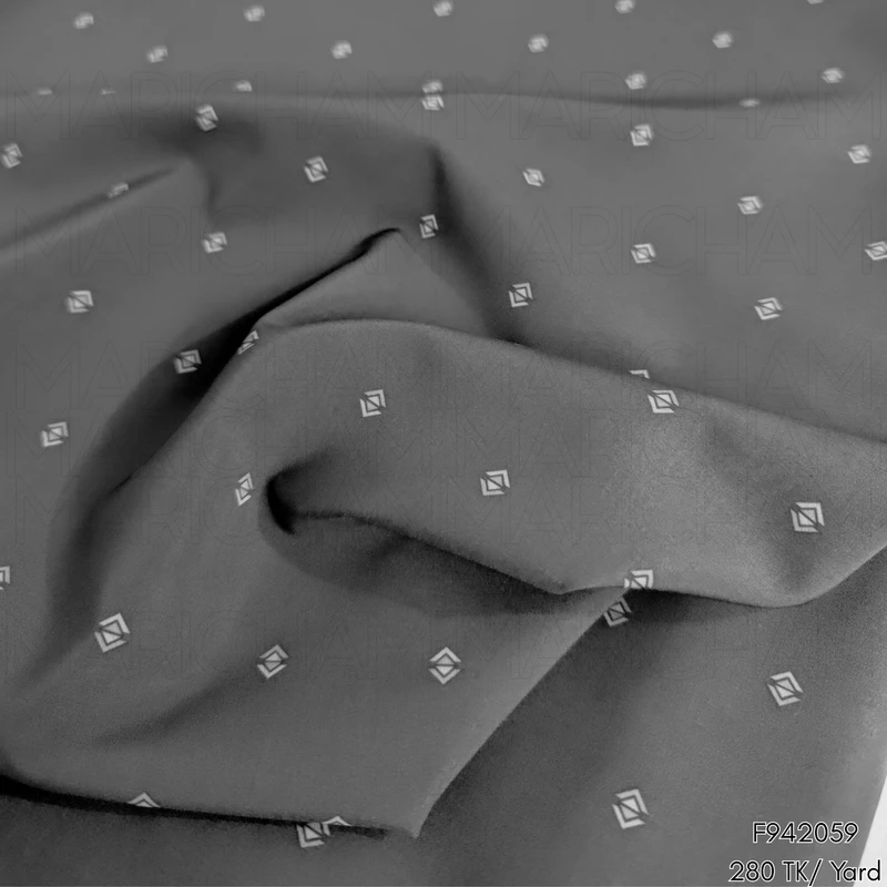 Grey-White Geometric Dot Design Stretchable Fabric F942059