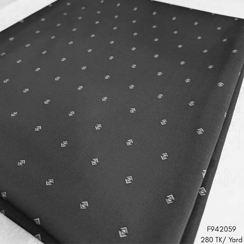 Grey-White Geometric Dot Design Stretchable Fabric F942059