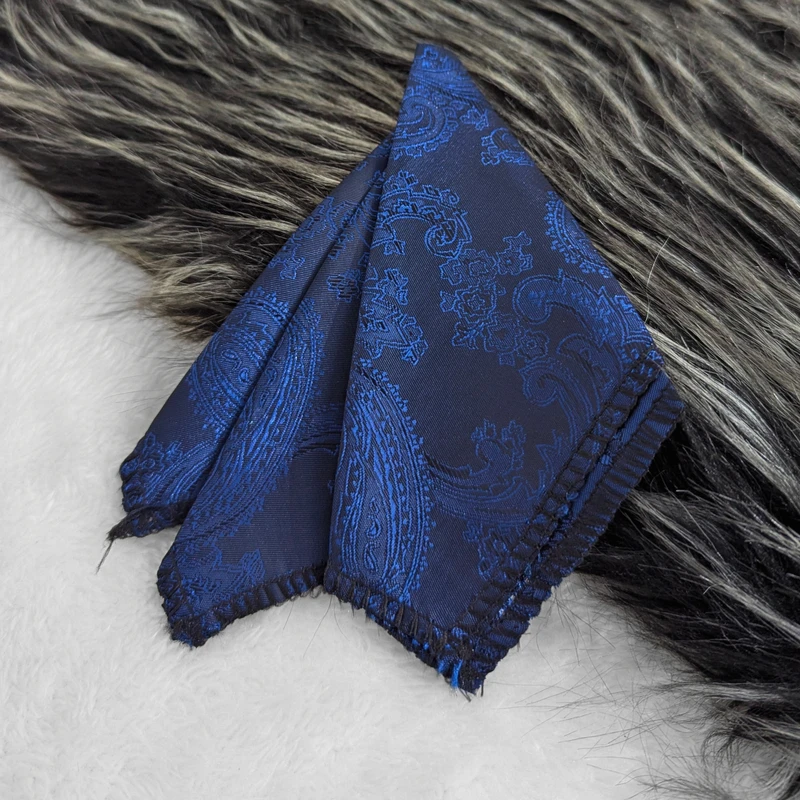 Navy Blue Paisley 10x10 Pocket Square. PS-18
